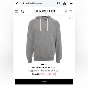 Alexander McQueen Gray Crewneck Hoodie Sweatshirt